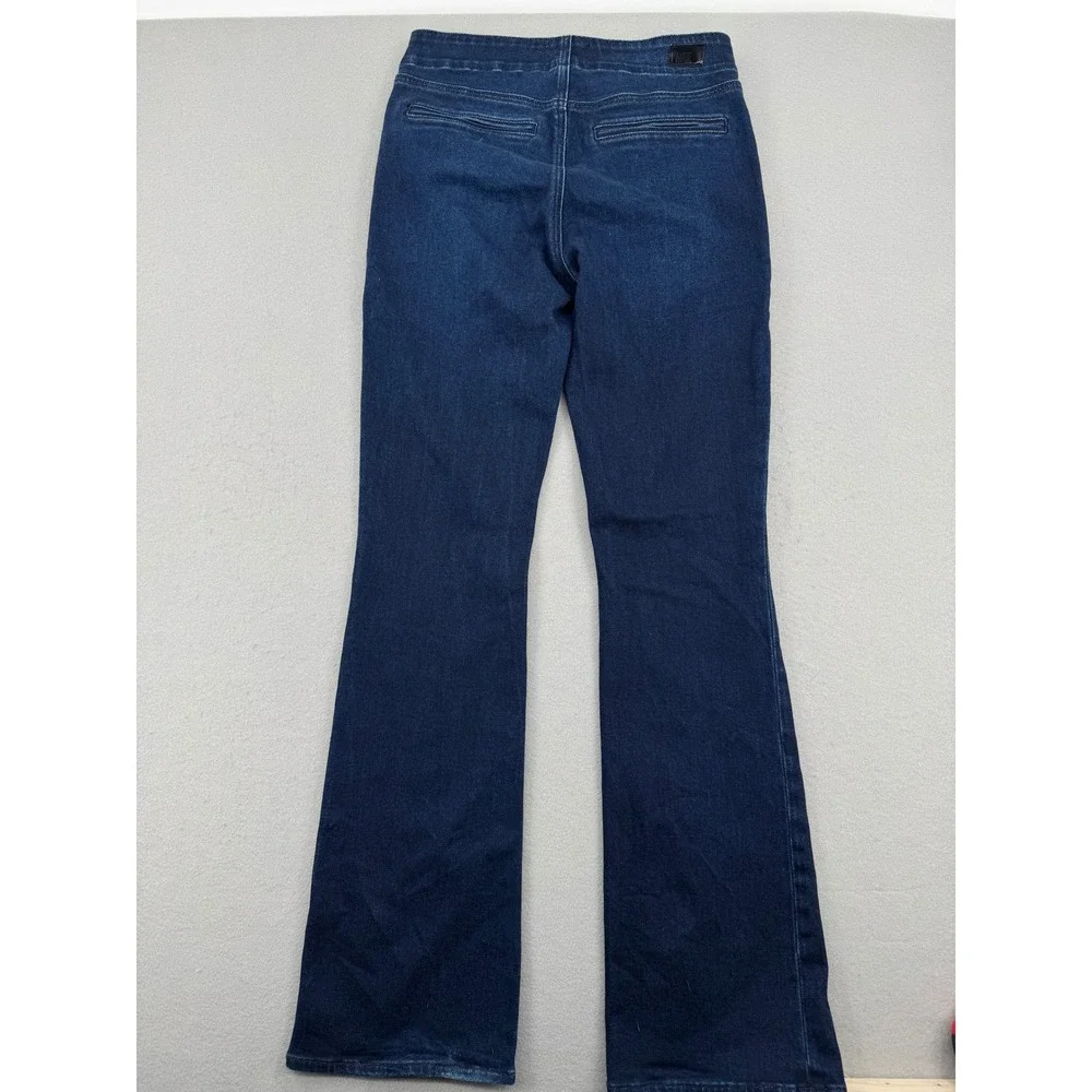 Paige Indio Zip Short Dark Blue Flare Leg Trouser Jeans Womens 27 (30x32) Boho